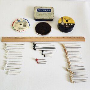 Antique Vintage Over 200 Decorative Sewing Victorian & Tack Pins Mixed L…